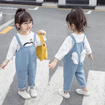 

Cute Toddler Girls Denim Overalls Casual Baby Kids Clothes Loose Girls Jeans Pants Leisure Harem Trousers Vestidos
