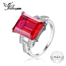 JewelryPalace Lujo Emerald Cut 9.2ct Creado Rojo Rubí Anillo de Cóctel Anillo de 925 Joyería de Plata Esterlina para Las Mujeres de Moda