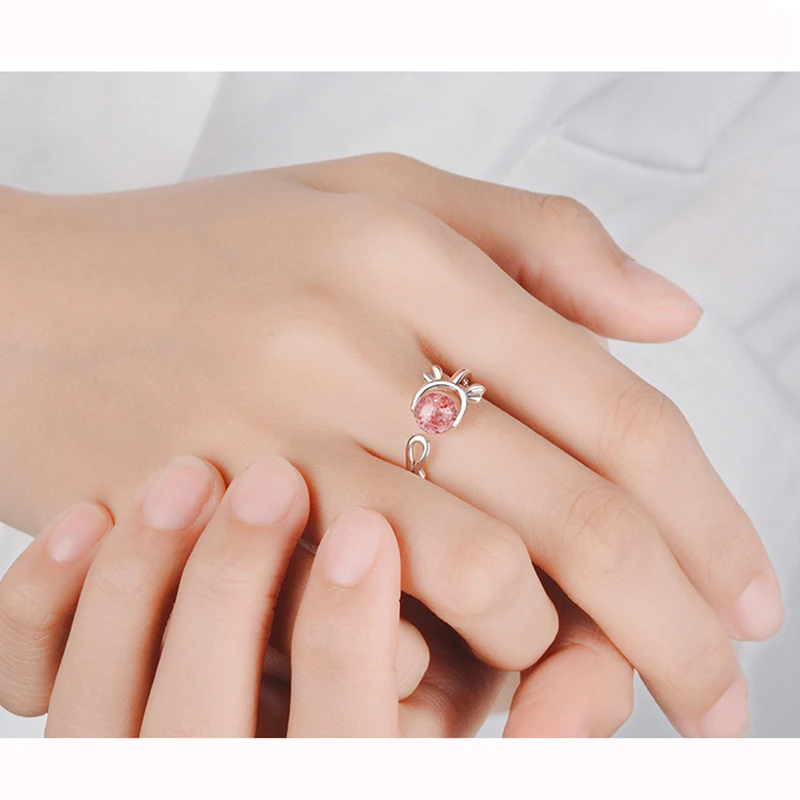 Qevila Rings for Women Fashion plated S925 Sterling Silver Deer Red Gemstone石榴石 Pearl wedding engagement Ring Romantic Valentine’s Day Gift Gothic ring men Anillos Mujer (12)