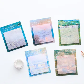 

Creative Memo pad stickers famous oil painting N times stickers Simple sticky notes paper color message notes notes book