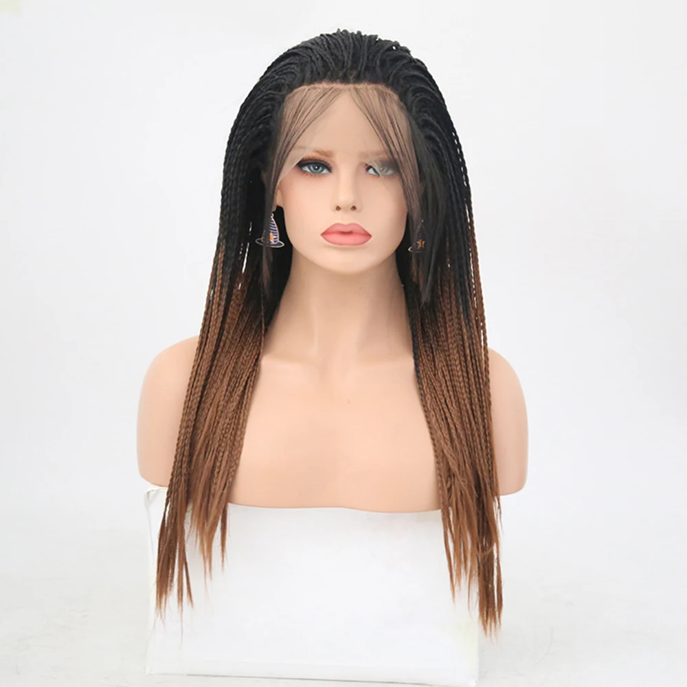 

Charisma Synthetic Lace Front Wigs Ombre Hair Color With Dark Roots With Baby Hair Braided Heat Resistant Fiber Wigs For Women