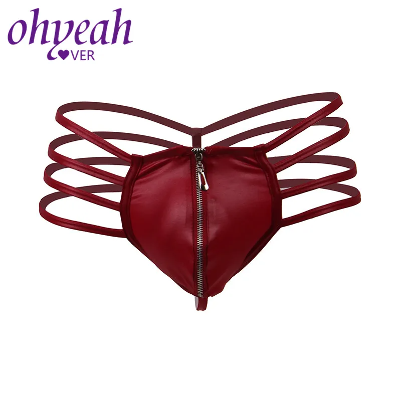 Ohyeahlover Мужское нижнее белье с кожаным бантиком открытым задником g стринги для