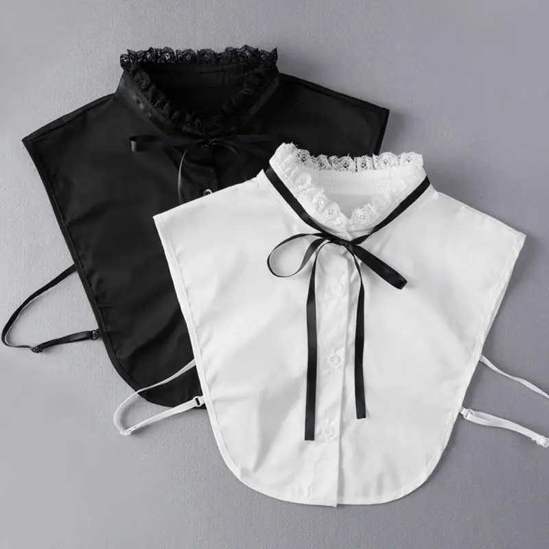 

Ladies Tops Fake Collar Spring Summer Lace Up Shirt Fake Collars Women Detachable Collars Cotton Blouse Women Accessories C5268