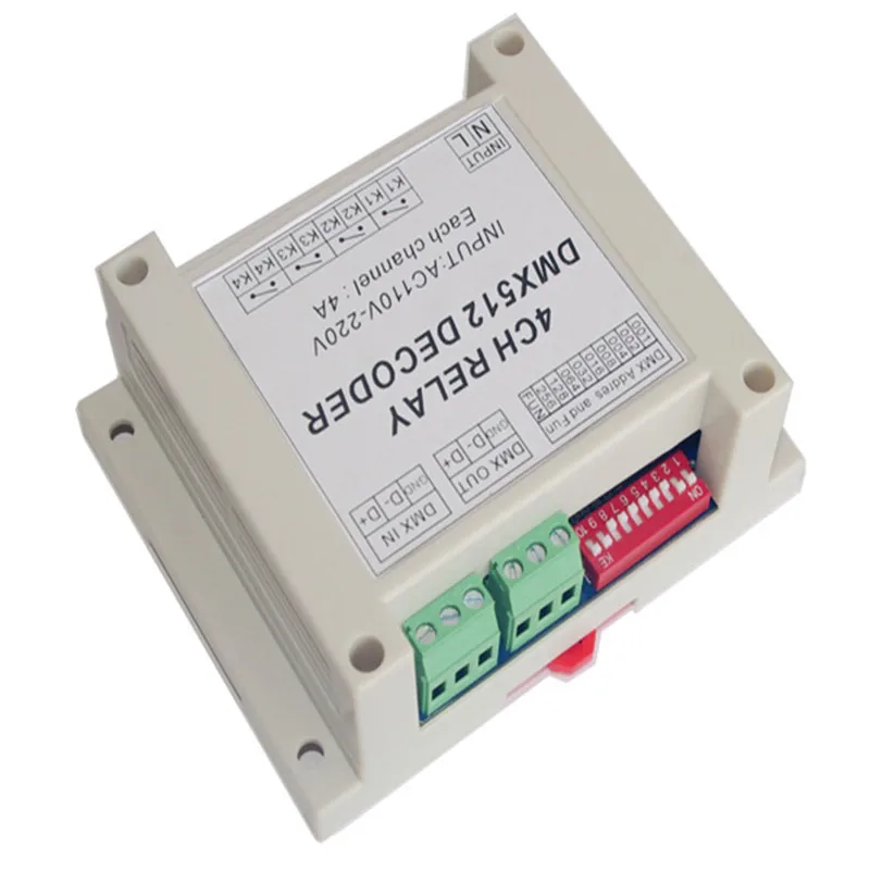 New best price 1pcs 4CH*4A relay DMX512 input AC110-220V DMX-RELAY-4 channel relays use for led lamp led strip