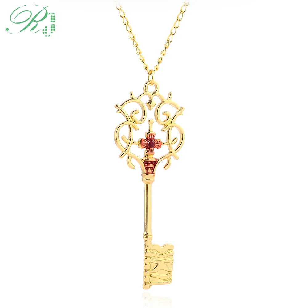 

RJ New The Nutcracker And The Four Realms Clara Necklaces Golden Mysterious Key Pendant Choker Keyring Girl Cosplay Jewelry Gift