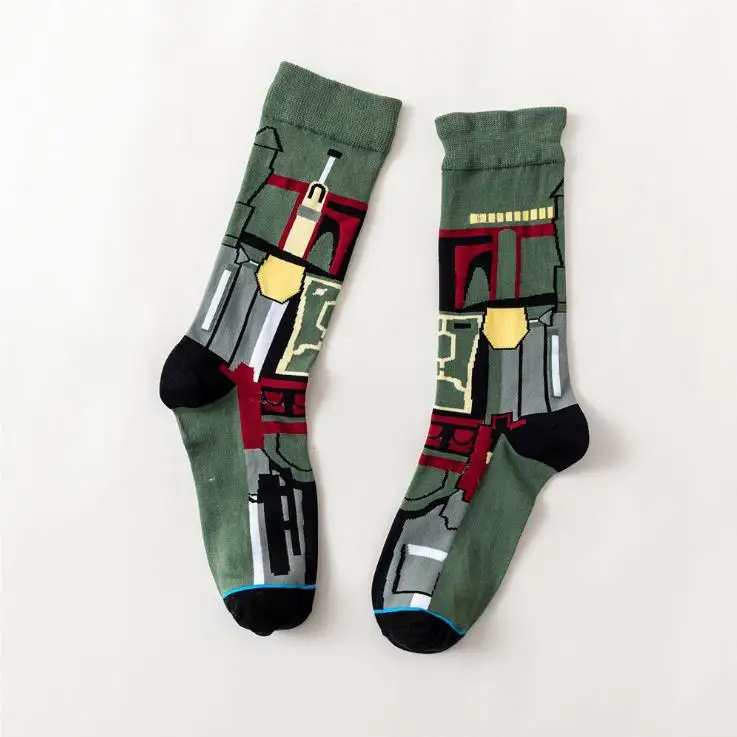 Новинка года; пара носков для мужчин и женщин 12 видов Хлопковых Носков Классические носки с принтом «Звездные войны» и героями мультфильмов; Yoda Wookiee - Цвет: 07