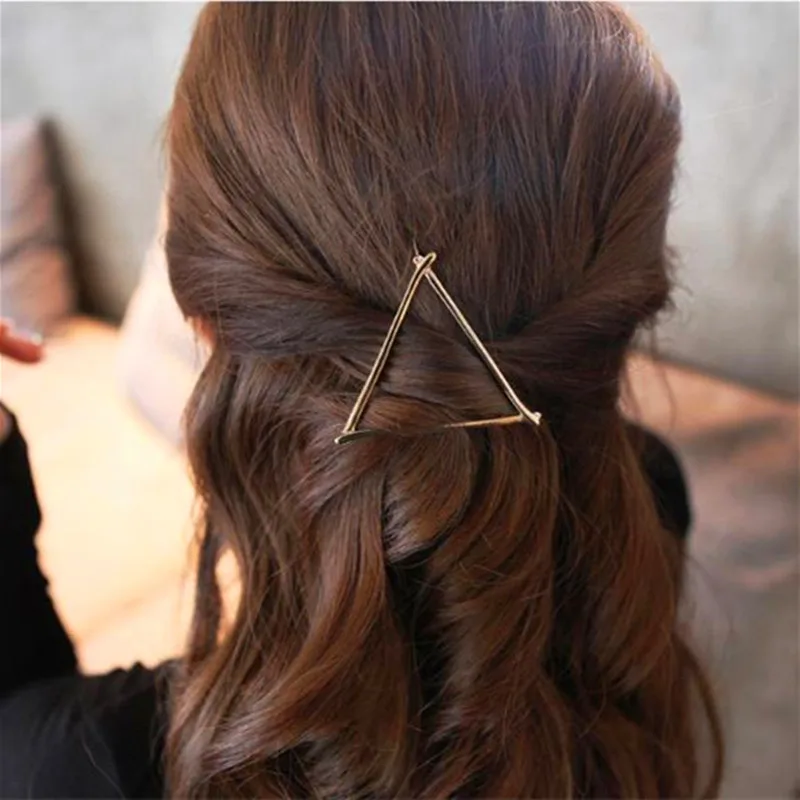 Модные женские аксессуары для волос золотые серебряные треугольные шпильки заколка для волос геометрический сплав ободок для волос Луна круг заколка Лидер продаж