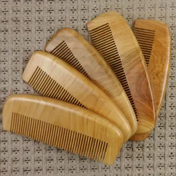 

250 PCS Customized Hair Comb Engraved Your Logo Natural Peach Wood Wooden Combs Anti-Static Beard Comb Pocket Comb 16.0*5.5*1.3