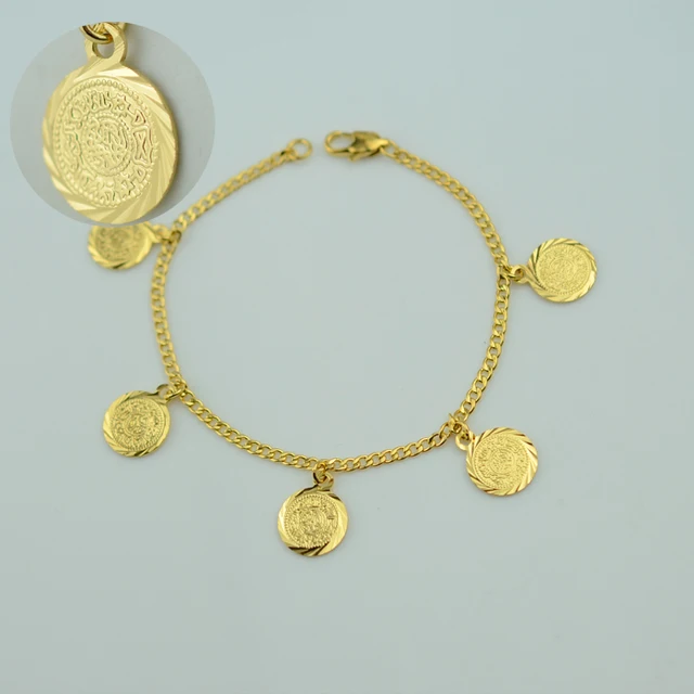Anniyo Gold Color Muslim Ic Charm Bracelets Women Middle Anniyo Gold Color Muslim Ic Charm Bracelets Women Middle Eastern Whole Coin Money Sign