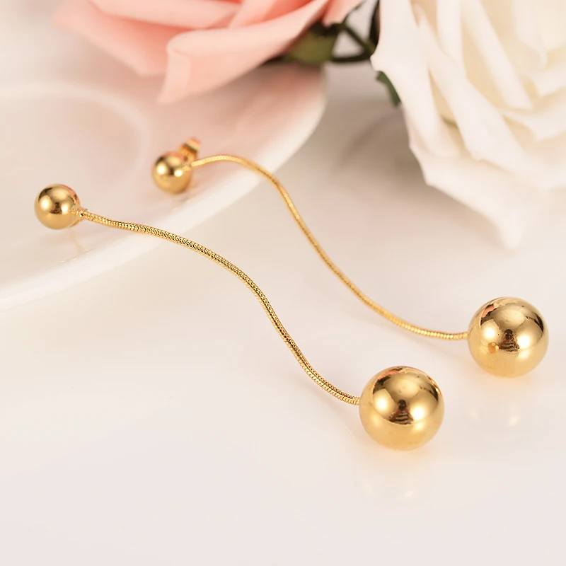 

Gold africa dubai beads Dangle studEarrings Women Fashion Jewelry Gold Metal Drop Earrings For girls kids Gifts wedding bridal