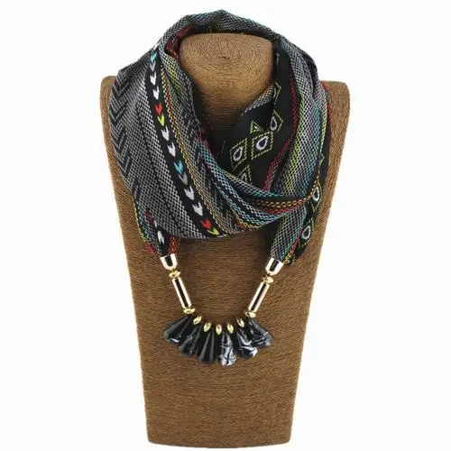 RUNMEIFA, шарф из полиэстера в богемном стиле, подвеска в виде пули, очаровательные Модные женские ювелирные изделия, шарф, ожерелье, шали, шарфы, аксессуары - Цвет: 3