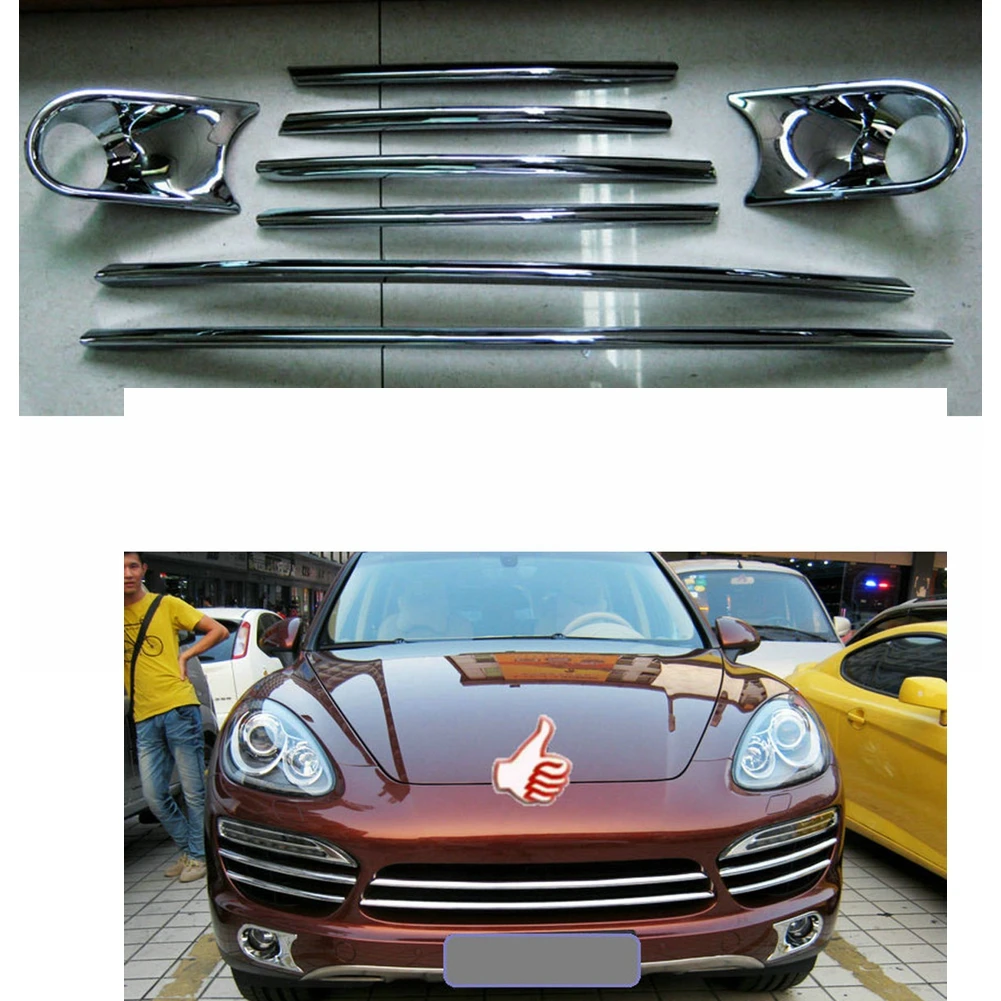 - Fit for 20112014 Porsche Cayenne Front Grill Net Decorated Sticker Cover Fog Light Bar Trim 6 pieces 8 pieces 1 set