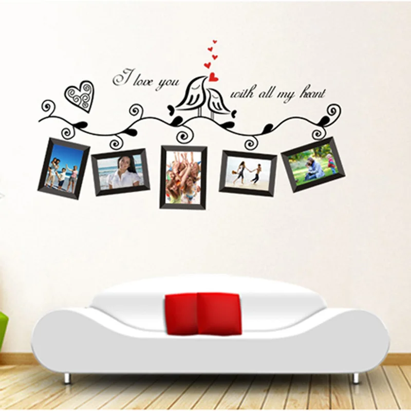 

Love Birds Photo Frame Art Wall Stickers Family Tree Wall Decal Sticker Vinyl Photo Picture Frame kindergarten DIY removable