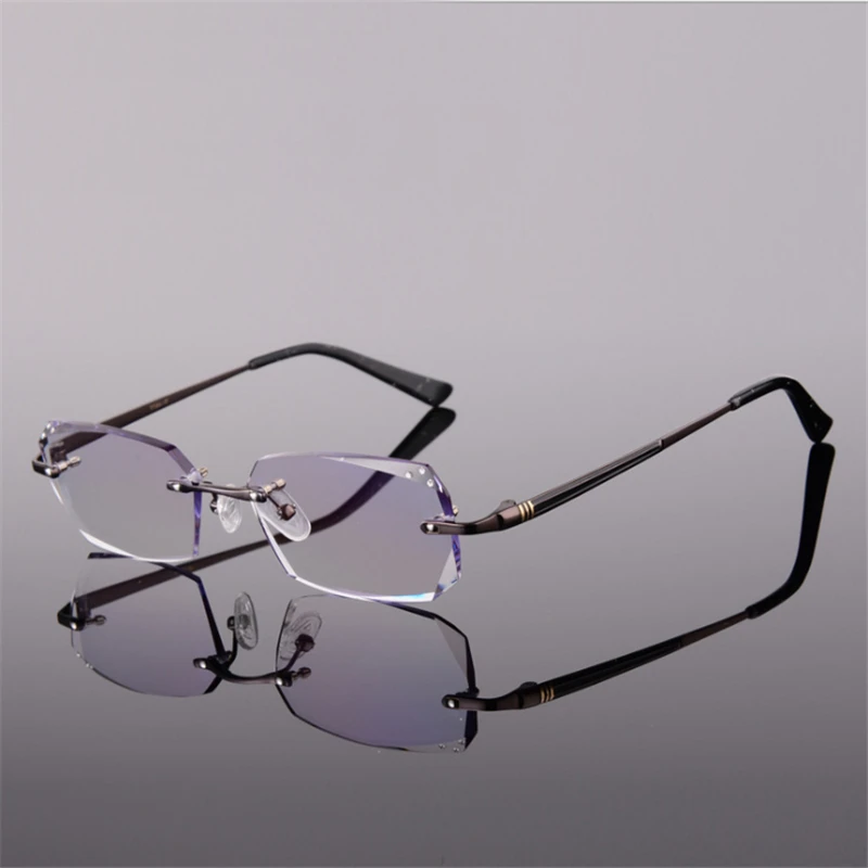 Титановые очки мужские без оправы по рецепту для чтения близорукость фотохромные бифокальные очки большие широкие очки с цветными линзами 2851