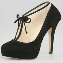 Sexy New T-strap Lace-up Platform For Women Shoes Thin High Heels Pointed Toe Suede Women Summer Party Ladies Pumps