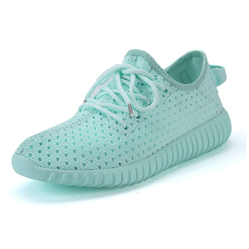 JINBEILEE Lace-up Mesh Running Shoes Women's Single Hollow Breathable Casual Jogging Shoes Flat-bottomed Sneakers