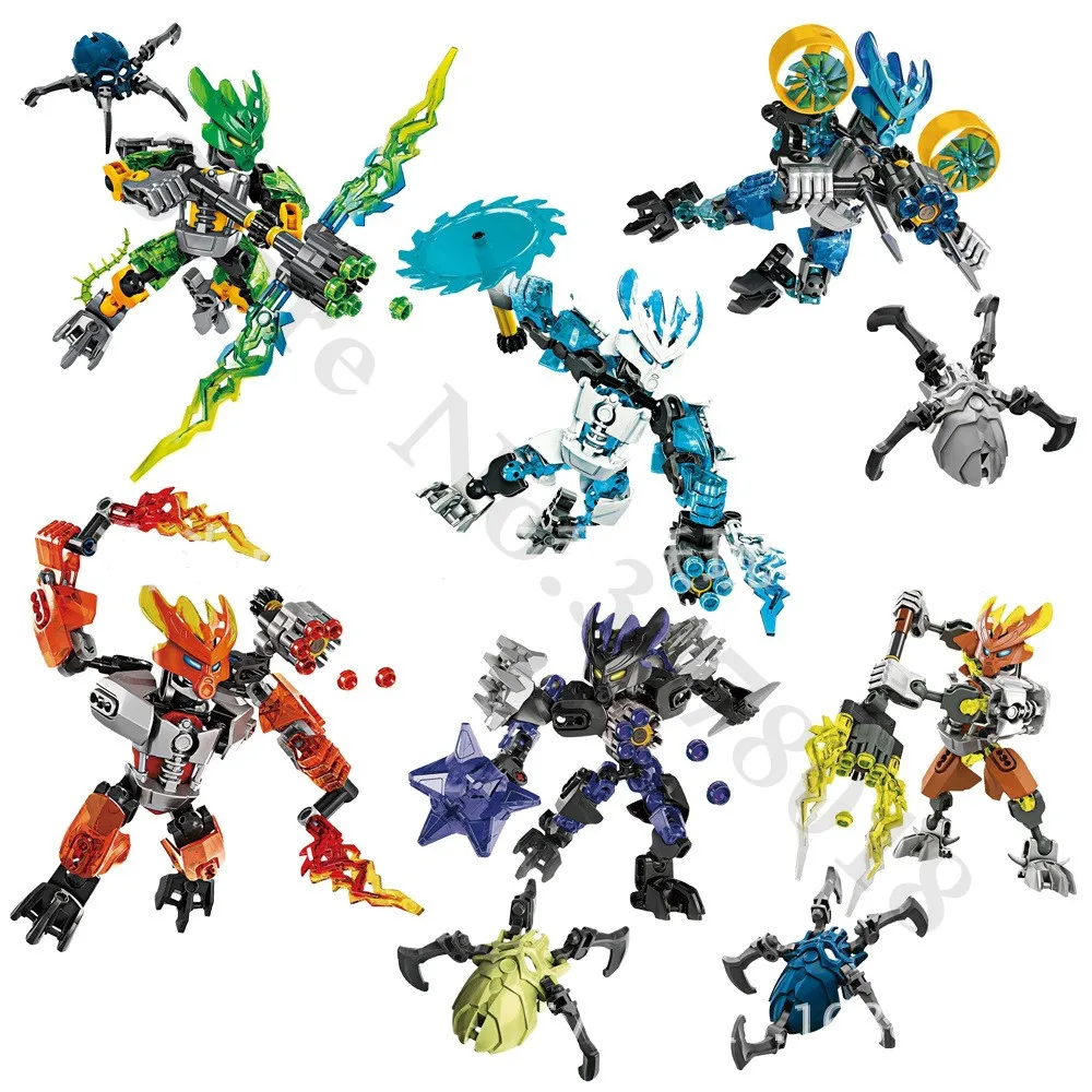 

BIONICLE Series Warrior jungle Rock Water Earth Guardian Model Building Blocks set Bricks Compatible Legoings Children Toys