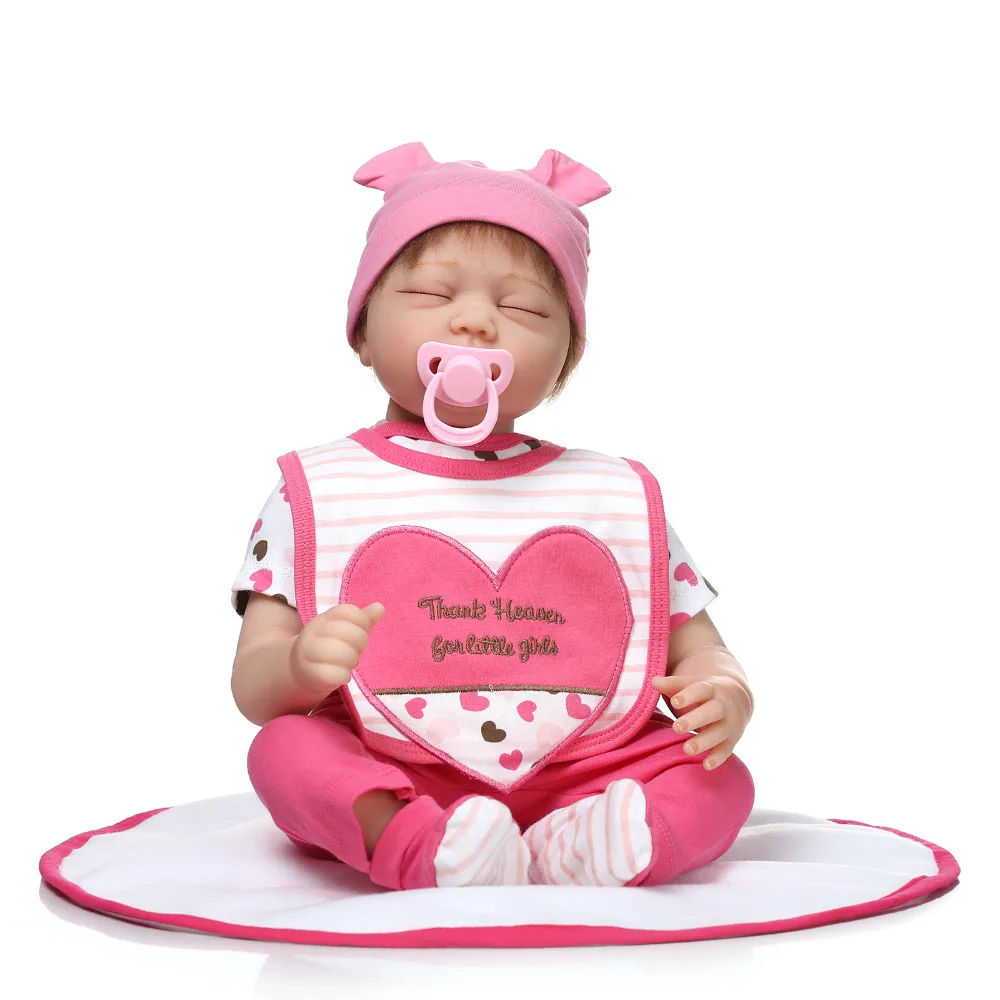 55cm Soft Silicone Reborn Baby Doll Toys Lifelike Sleeping Girl Baby Dolls Play House Bedtime Toy Child Birthday Gifts