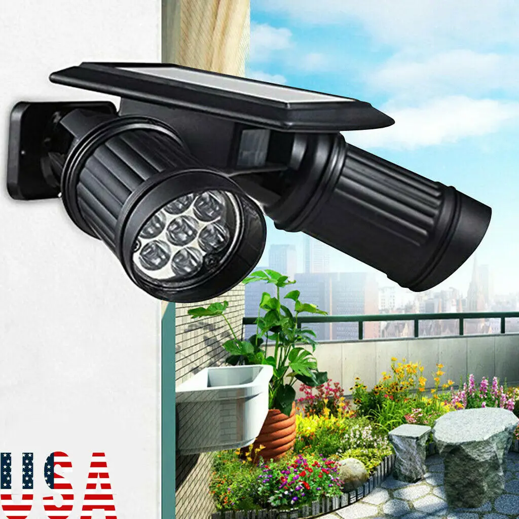 

Dual Head LED Solar PIR Motion Sensor Security Light Spotlight Floodlight Lamp
