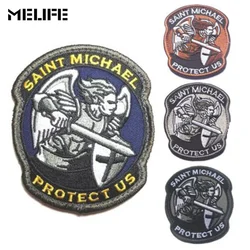 Cheerleading souvenirs Saint Michael Protect Us Patches Military Combat Badge 3D Embroidered Applique Army Armband Patch Clothes