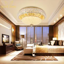 2017 Gold Round Crystal Ceiling Light For BedRoom Indoor Lamp with Remote Controlled luminaria home decoration Free Shipping