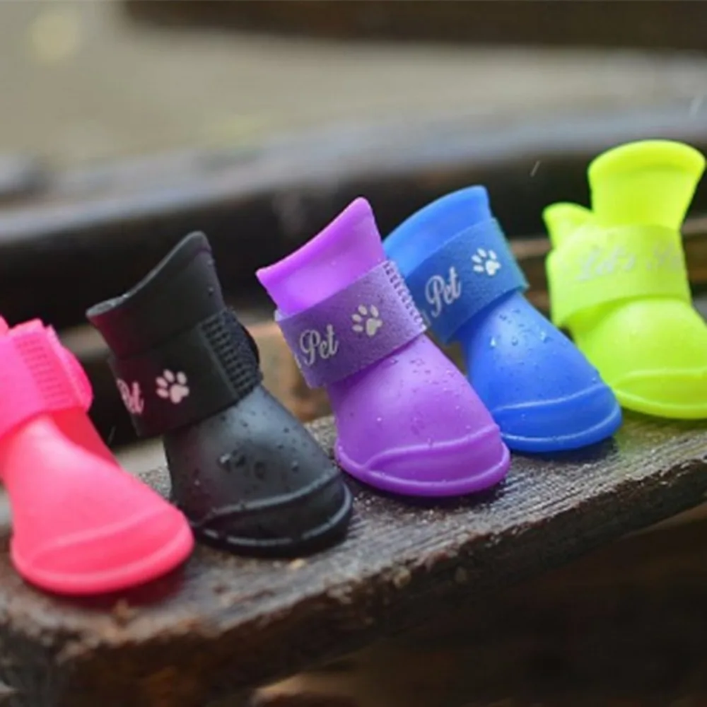 2pcs set font b Pet b font Dog Shoes Waterproof Rain font b Pet b font