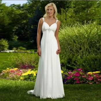 

Beautiful White Simple Cheap Beach Wedding Dresses Straps Beaded Veatidos De Novia Princesa 2016 Wonderful Bohemian Bride Dress