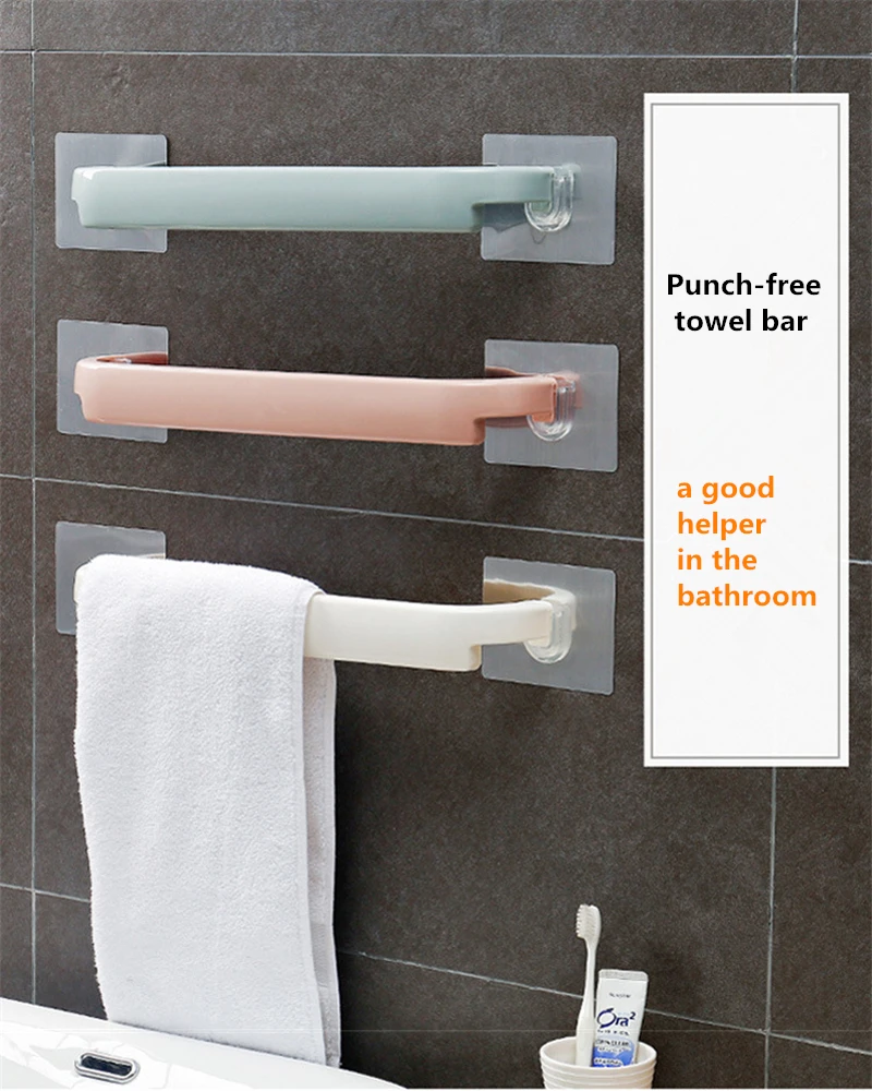 

Bathroom Towel Rack, Punch Free Bathroom High Load Towel Bar Shelf