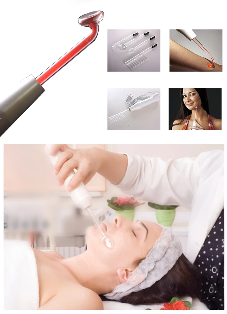 4 IN 1 High Frequency Electrotherapy Wand Host Machine Glass Tubes Accessories Anti Wrinkle Acne Face Skin Care Beauty Massager
