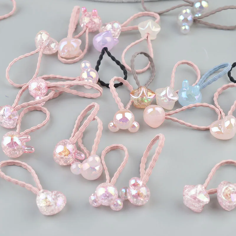 2 10 piece Cute Bunny Star Princess Headwear Elastic Hair Bands Girls Sparking Mini Headdress Tie Gum Ropes Hair Accessories A42|Girl