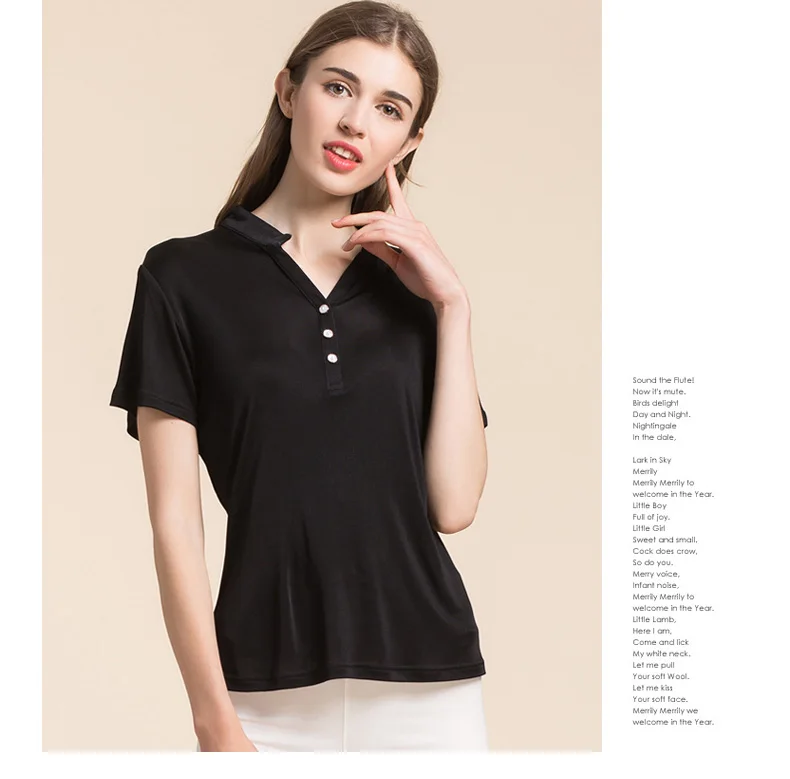 Женская футболка, натуральный шелк, Базовая рубашка, короткая, стоячая шея, джемпер,, осень, новинка, белый, черный, плюс размер, топы