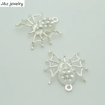 

New Arrival 10 pcs/lot Alloy Charms Pendant spider silver plated 28*28 mm Jewelry Making DIY Charms Handmade Crafts 34168B