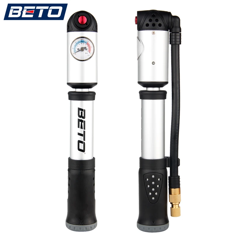 

BETO Bicycle Pumps for Tire/Tube & Plug/Shock/Fork,Schrader & Presta Valves Adapter Inflator,Mini Hand Bike Pump with Gauge Hose