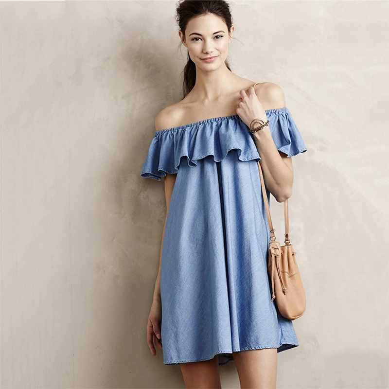 Aliexpress com Buy Fashion Blue  Denim  Jean  Dress  