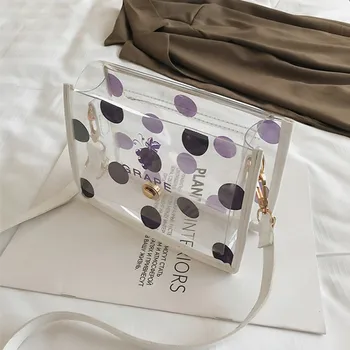 

Causual PVC Transparent Clear Woman Crossbody Bags Shoulder Bag Handbag Jelly Small Phone Bags with Card Holder Wide Straps Flap