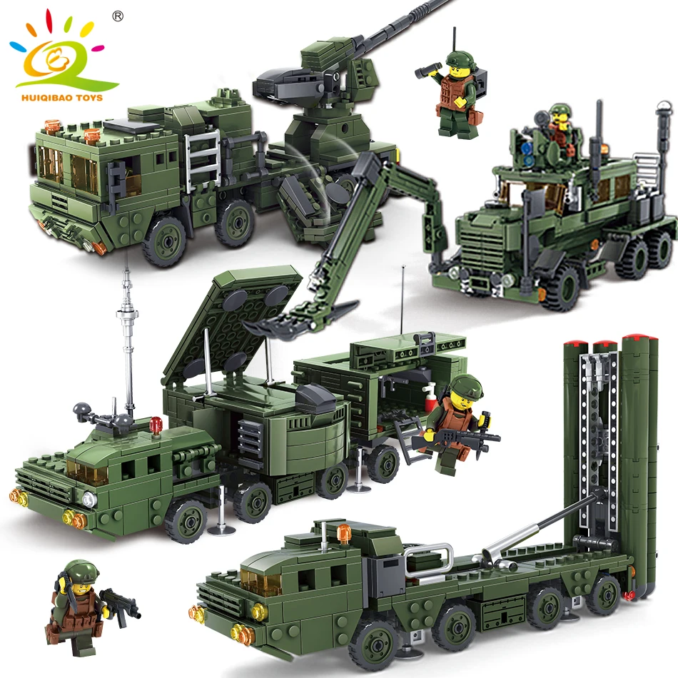 

HUIQIBAO TOYS Military Army Weapon Vehicle Soldier Figures Building Block Compatible Legoed City Enlighten Bricks For Friends