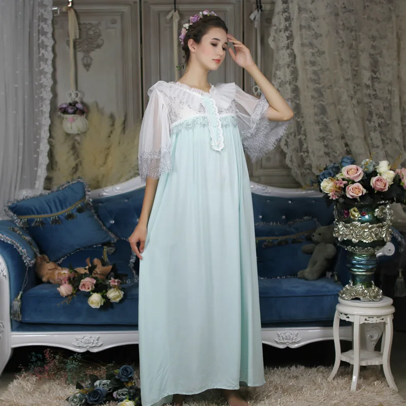 

New On-Sale Princess Nightgown Spring Autumn Sleepwear For Women Gown Long Sleeve Nightdress Pink Sleepwear Comfortable homewear