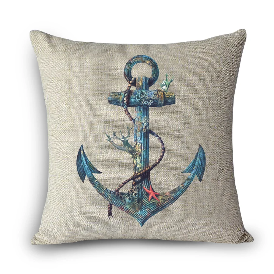 orange cushions Cozy couch cushion Mediterranean Marine Style Starfish Sea Horse Voyage Ship Anchor home decorative 45x45cm pillow without core garden cushions Cushions