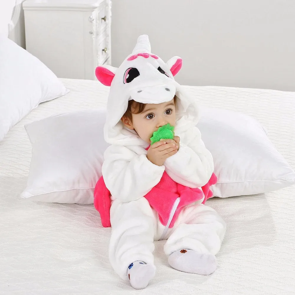 

Baby Girl Boy Rompers Flannel Unicorn Autumn Winter Animal Jumpsuit Boys Hooded rompers Ropa De Infantil Bebe baby Clothing