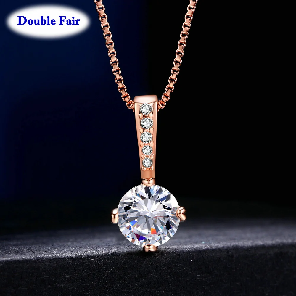 

Anti Allergy Cubic Zirconia Chain Necklaces & Pendants For Women Rose Gold Color Fashion Cubic Zircon Wedding Jewelry DWN426M
