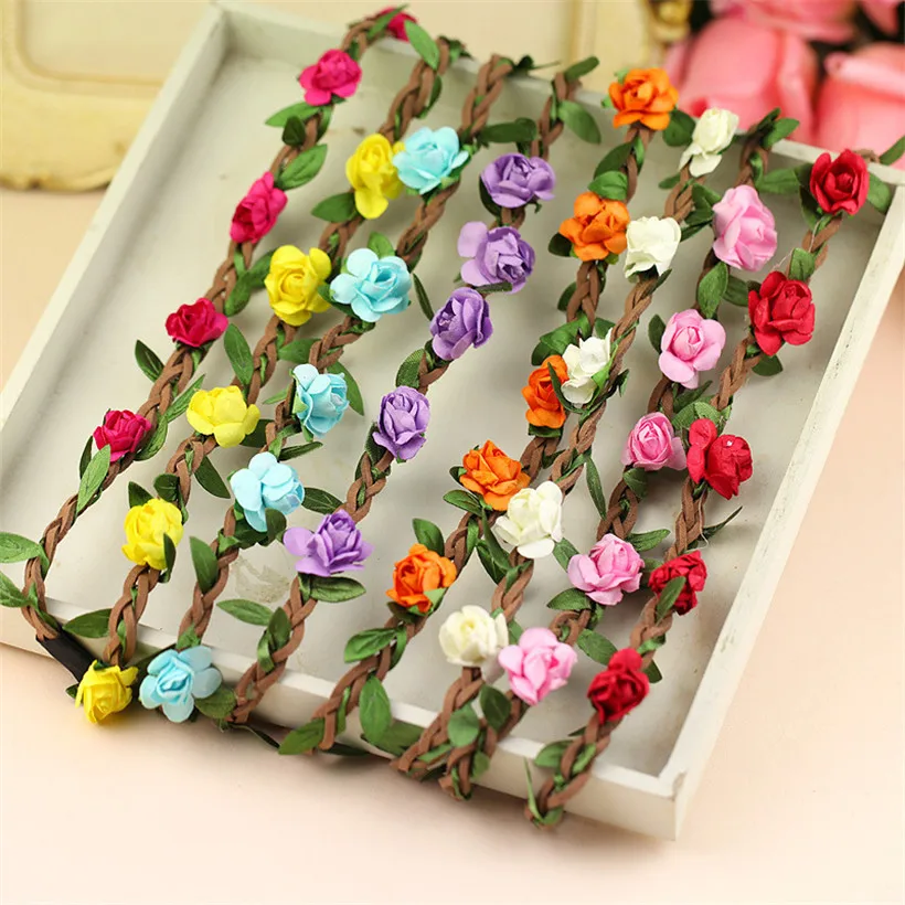 8pcs lot Floral Flower Women Girls Hair flower band Headband Festival Party Wedding Boho Style Random