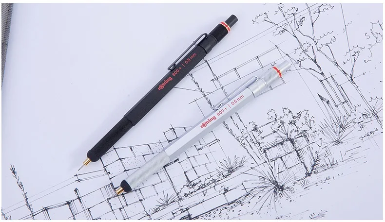 Rotring 800+ механический карандаш 0,7/0,5 мм Металл серебро/черный многофункциональная ручка дизайн карандаш для рисования, конденсаторная ручка, стилус