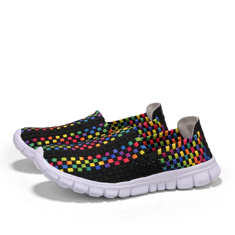 Big Size 35-44 Yards Woven Mesh Women Shoes Round Head Breathable Soft Flats Slip-On Footwear Lightweight Outdoor Casual Shoes (14)