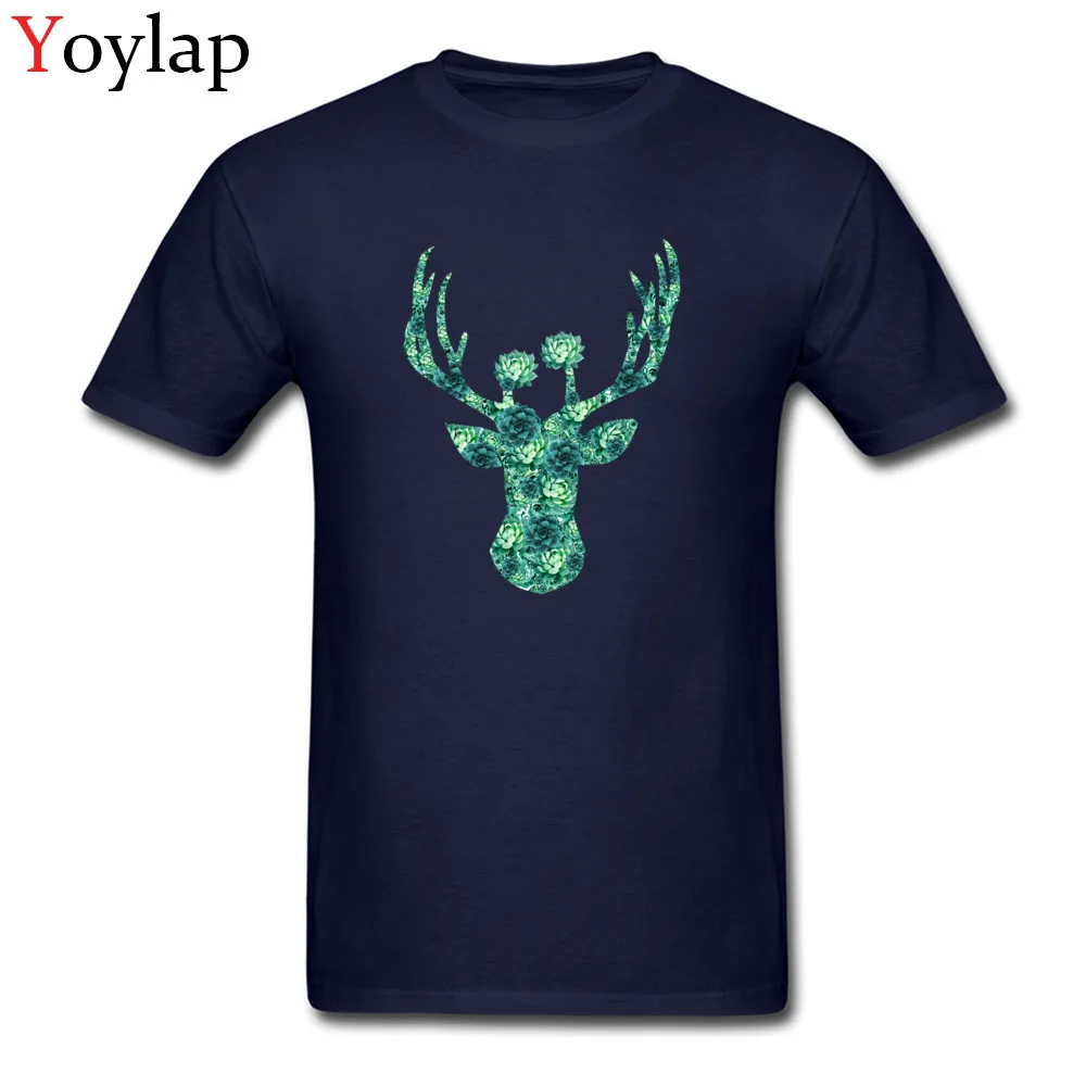Cactus Flowers Deer Head_navy
