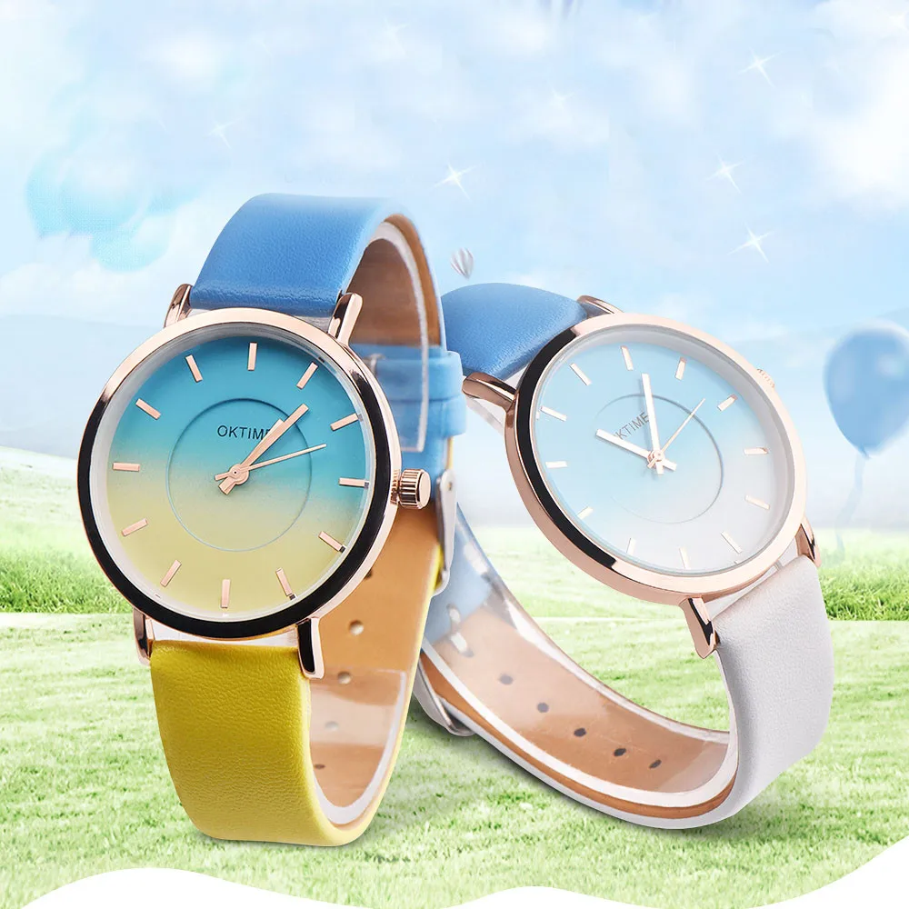 OKTIME quartz wristwatch watches women Rainbow Design Cute multi color