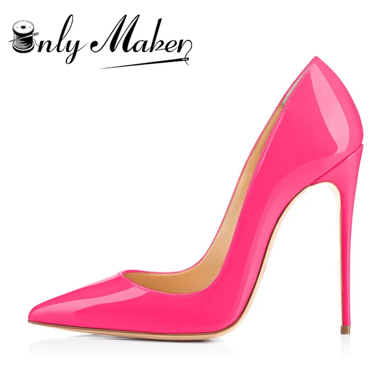 Onlymaker Women Shoes 12 cm High Heels Stiletto Pointed Toe Patent Leather Black red Shoes Plus of Big Size Wedding Pumps Brand Onlymaker Women Shoes 12 cm High Heels Stiletto Pointed Toe Patent Leather Black red Shoes Plus of Big Size Wedding Pumps Brand