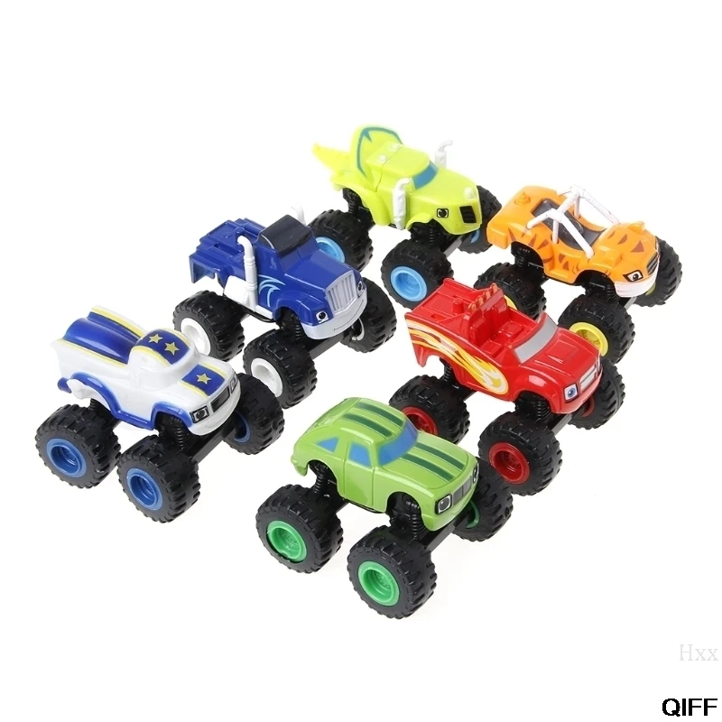 

6Pcs Blaze Vehicles Racer Cars Trucks Gifts For Kids Diecast Toys Toys Machines Hxx