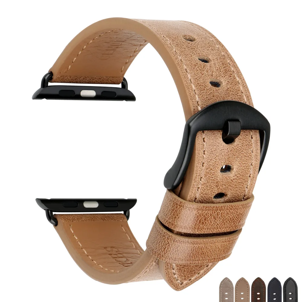 Ремешок из натуральной кожи для Apple Watch Band 44 мм 40 аксессуары iWatch Series 4 3 2 1 42 38