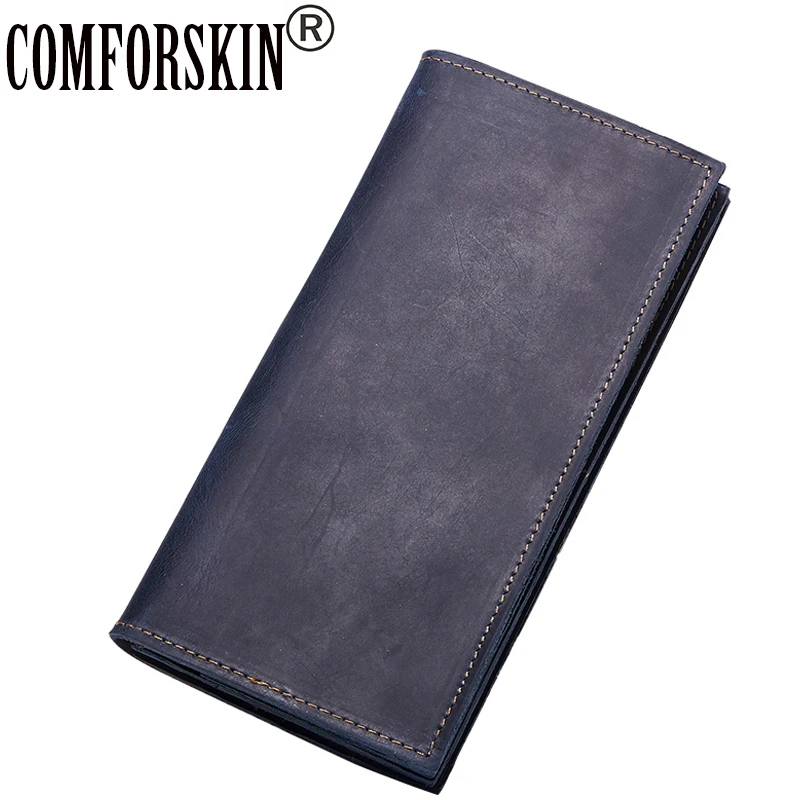 

New Arrival High Quality Genuine Leather Men Wallets 2017 Brand Vintage Long Real Leather Male Coin Purses Clutch Bags For Men