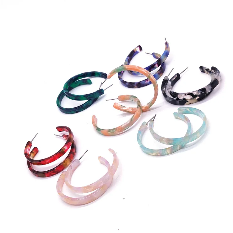 

Fashion Simple and Colorful Retro Earrings C-shaped Resin Acrylic Earrings Sweet Wind Korean Fashion Jewelry Charm Accessories
